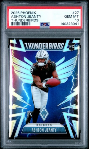 Graded 2025 Panini Phoenix Ashton Jeanty #27 Thunderbirds Rookie RC Football Card PSA 10 Gem Mint (ONLINE ORDER ONLY)