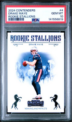 Graded 2024 Panini Contenders Drake Maye #4 Rookie Stallions Rookie RC Football Card PSA 10 Gem Mint (ONLINE ORDER ONLY)