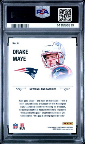 Graded 2024 Panini Contenders Drake Maye #4 Rookie Stallions Rookie RC Football Card PSA 10 Gem Mint (ONLINE ORDER ONLY)