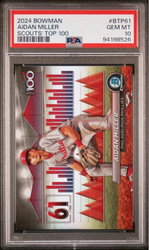 Graded 2024 Topps Bowman Aidan Miller #BTP61 Scouts Top 100 Rookie RC Baseball Card PSA 10 Gem Mint (ONLINE ORDER ONLY)