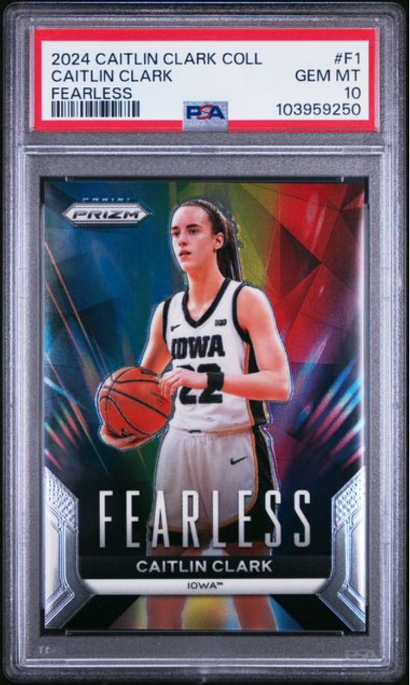 Graded 2024 Panini Caitlin Clark Collection Caitlin Clark #F1 Fearless Rookie RC Basketball Card PSA 10 Gem Mint (ONLINE ORDER ONLY)