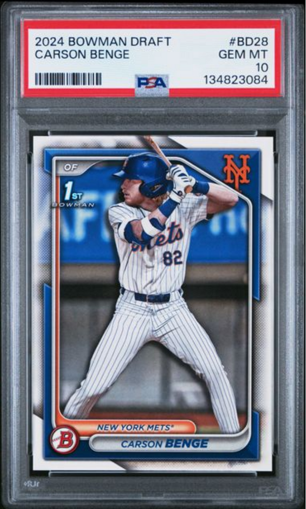 Graded 2024 Topps Bowman Draft Carson Benge #BD28 Rookie RC Baseball Card PSA 10 Gem Mint (ONLINE ORDER ONLY)