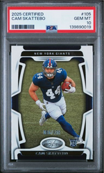 Graded 2025 Panini Certified Cam Skattebo #105 /499 Rookie RC Football Card PSA 10 Gem Mint (ONLINE ORDER ONLY)