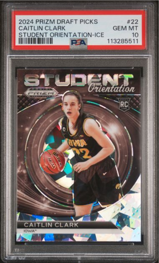 Graded 2024 Panini Prizm Draft Picks Caitlin Clark #22 Student Orientation Ice Rookie RC Basketball Card PSA 10 Gem Mint (ONLINE ORDER ONLY)
