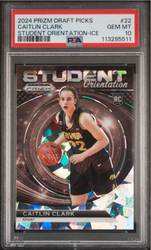 Graded 2024 Panini Prizm Draft Picks Caitlin Clark #22 Student Orientation Ice Rookie RC Basketball Card PSA 10 Gem Mint (ONLINE ORDER ONLY)