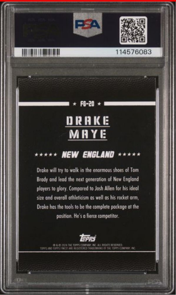 Graded 2024 Topps Finest Drake Maye #FG20 Field Generals Rookie RC Football Card PSA 10 Gem Mint (ONLINE ORDER ONLY)