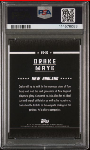 Graded 2024 Topps Finest Drake Maye #FG20 Field Generals Rookie RC Football Card PSA 10 Gem Mint (ONLINE ORDER ONLY)