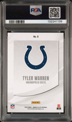 Graded 2025 Panini Donruss Elite Tyler Warren #9 Rookie Elitist Blue /75 Rookie RC Football Card PSA 10 Gem Mint