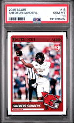 Graded 2025 Panini Score Shedeur Sanders #15 Rookie RC Football Card PSA 10 Gem Mint