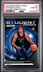 Graded 2024 Panini Prizm Draft Picks Stephon Castle #13 Student Orientation Rookie RC Basketball Card PSA 10 Gem Mint