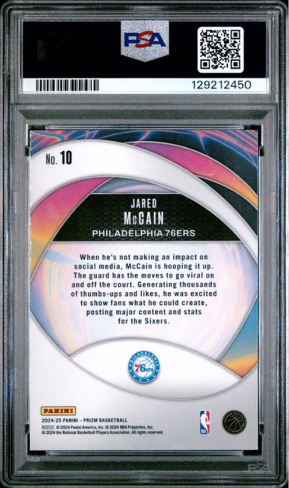 Graded 2024 Panini Prizm Jared McCain #10 Instant Impact Rookie RC Basketball Card PSA 10 Gem Mint