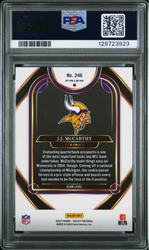 Graded 2024 Panini Select JJ McCarthy #246 Black & Green Shock Rookie RC Football Card PSA 10 Gem Mint