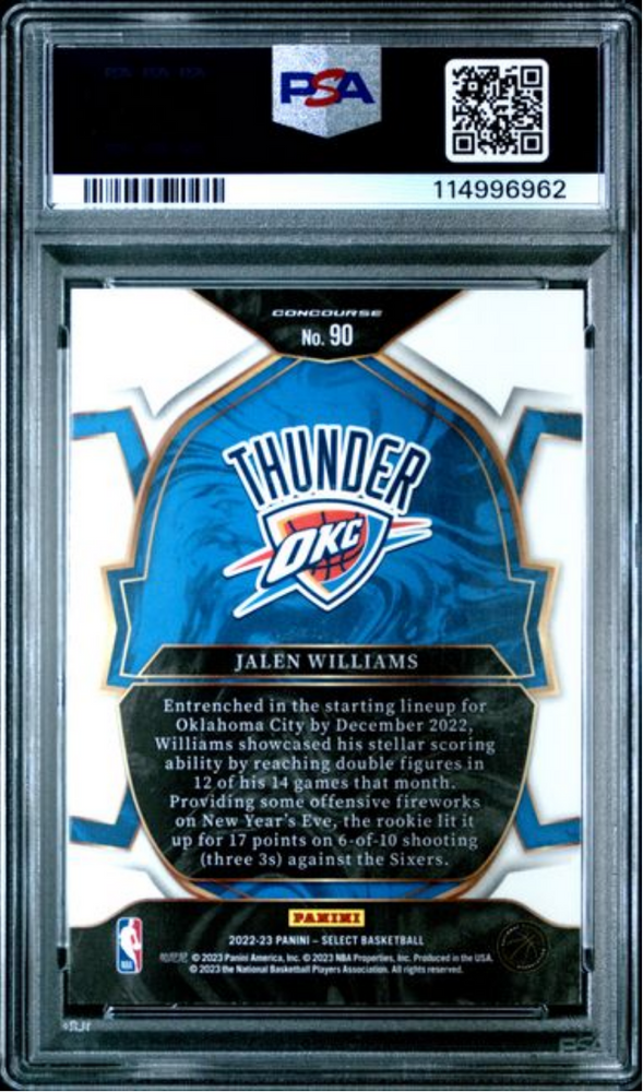 Graded 2022 Panini Select Jalen Williams #90 Blue Rookie RC Basketball Card PSA 10 Gem Mint