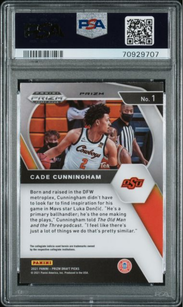 Graded 2021 Panini Prizm Draft Picks Cade Cunningham #1 Green Prizm Rookie RC Basketball Card PSA 10 Gem Mint
