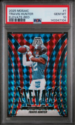 Graded 2025 Panini Mosaic Travis Hunter #1 Elevate Red Rookie RC Football Card PSA 10 Gem Mint
