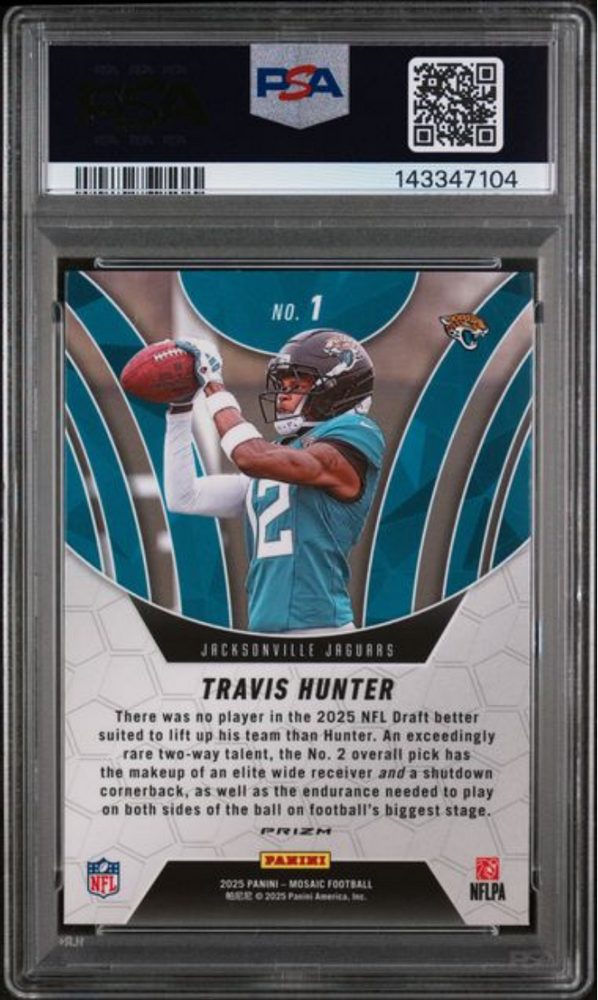 Graded 2025 Panini Mosaic Travis Hunter #1 Elevate Red Rookie RC Football Card PSA 10 Gem Mint