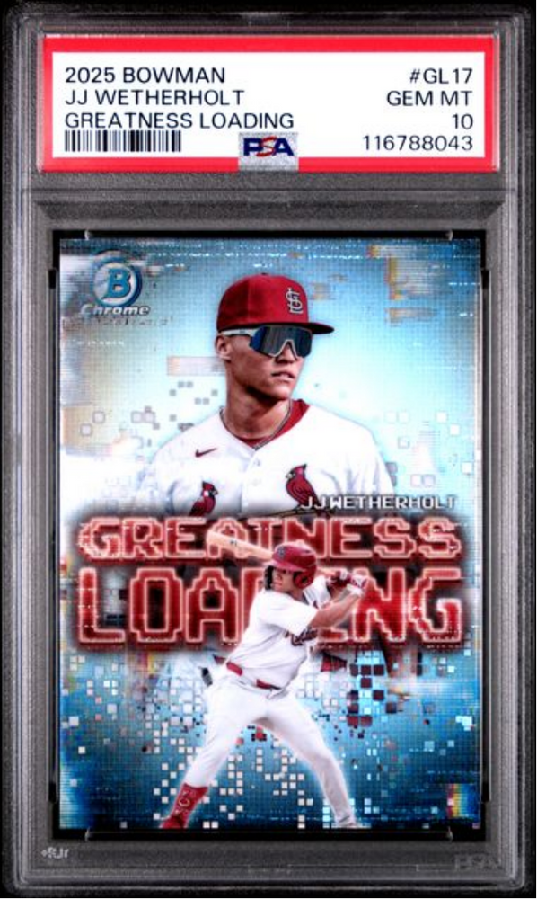 Graded 2025 Topps Bowman JJ Wetherholt #GL17 Greatness Loading Rookie RC Baseball Card PSA 10 Gem Mint