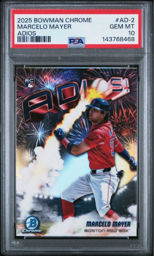 Graded 2025 Topps Bowman Chrome Marcelo Mayer #AD2 Adios Rookie RC Baseball Card PSA 10 Gem Mint