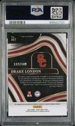 Graded 2022 Panini Select Draft Picks Drake London #107 Red Prizm /149 Rookie RC Football Card PSA 10 Gem Mint