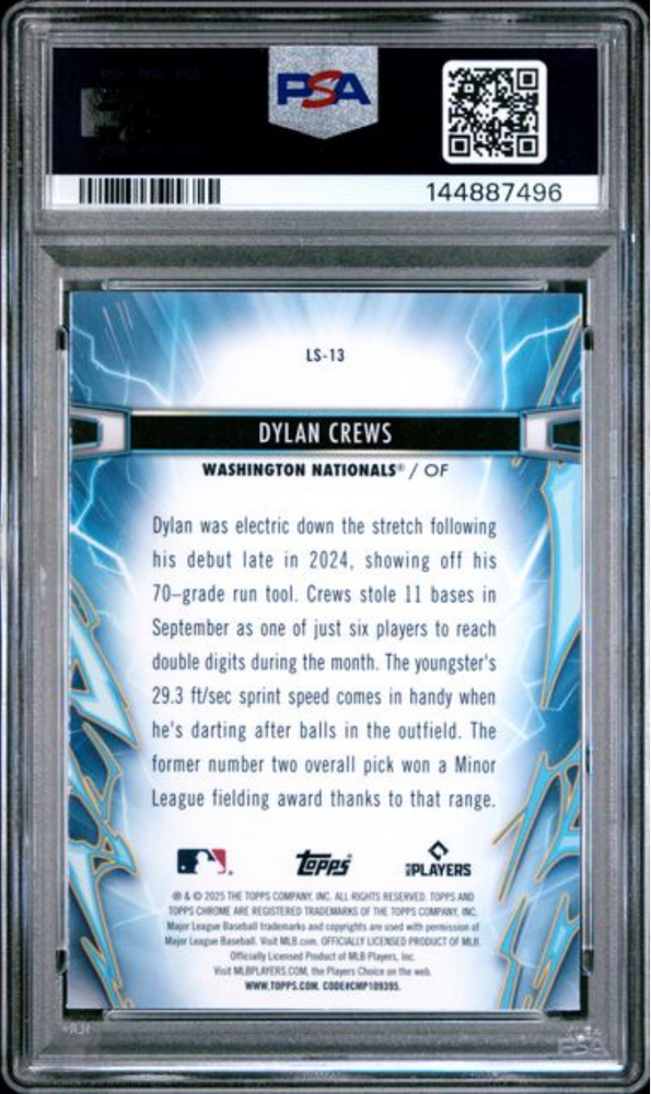Graded 2025 Topps Cosmic Chrome Dylan Crews #13 Light Speed Rookie RC Baseball Card PSA 10 Gem Mint