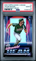 Graded 2025 Topps Cosmic Chrome Jacob Wilson #9 Ultraviolet Beam Rookie RC Baseball Card PSA 10 Gem Mint