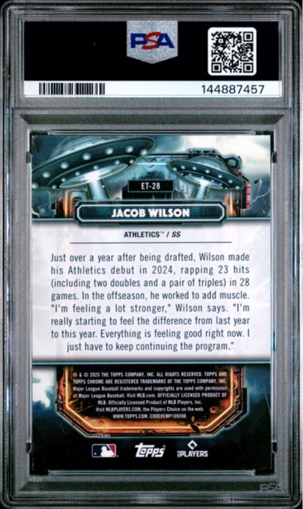 Graded 2025 Topps Cosmic Chrome Jacob Wilson #28 Extraterrestrial Talent Rookie RC Baseball Card PSA 10 Gem Mint