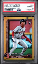 Graded 2025 Topps Update Kristian Campbell #129 Gold Rainbow Foil /50 Rookie RC Baseball Card PSA 10 Gem Mint