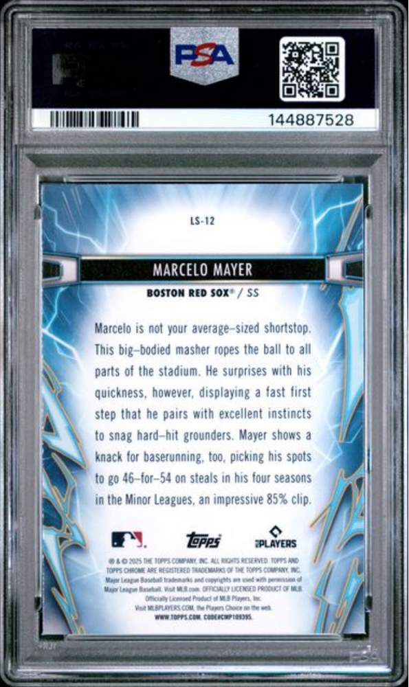 Graded 2025 Topps Cosmic Chrome Marcelo Mayer #12 Light Speed Rookie RC Baseball Card PSA 10 Gem Mint