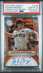 Graded 2025 Topps Tribute Hayden Birdsong #TAHB Tribute Auto Orange /25 Rookie RC Baseball Card PSA 10 Gem Mint Auto Authentic