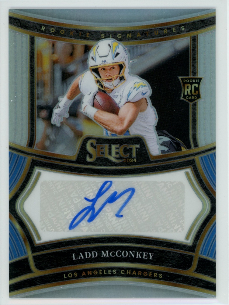 2024 Panini Select Ladd McConkey #RSP-LMY Silver Prizm Auto /399 Rookie RC Football Card