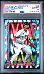 Graded 2025 Topps Finest Kristian Campbell #188 Raywave Rookie RC Baseball Card PSA 10 Gem Mint