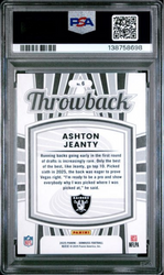 Graded 2025 Panini Donruss Ashton Jeanty #6 Rated Rookies Throwback Rookie RC Football Card PSA 10 Gem Mint
