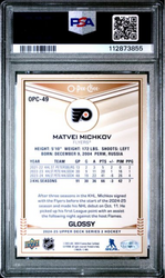Graded 2024 Upper Deck Matvei Michkov #OPC49 O-Pee-Chee Glossy Rookie RC Hockey Card PSA 10 Gem Mint