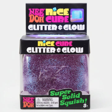 Schylling Nee-Doh Glitter and Glow Nice Cube: Purple Cube
