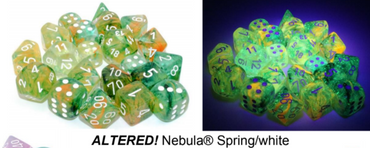 Nebula Spring/white Luminary 7-Dice/16mm/12mm/30mm/Ten10's (Online Only)