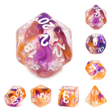 Purple & Orange Swirl Dice RPG Dice Set (ONLINE ORDER ONLY)