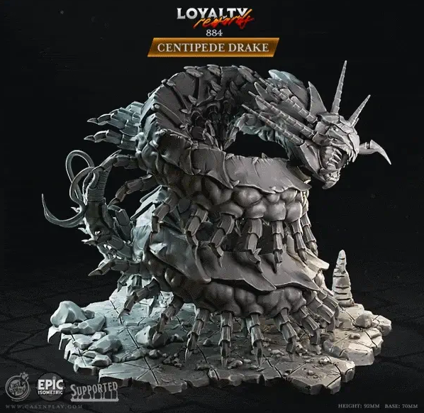 3D Printed Cast n Play Centipede Drake 28mm 32mm D&D (Online Only)