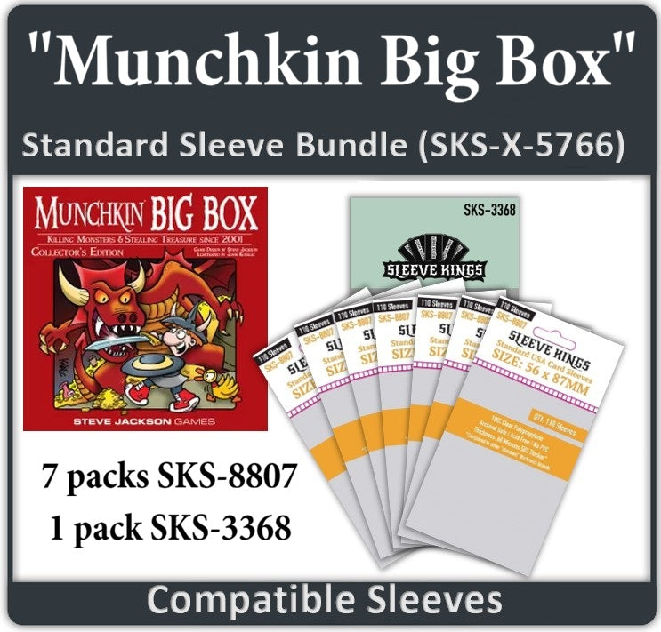 "Munchkin Big Box" Compatible Card Sleeve Bundle (8807 x 7 + 3368 x 1)