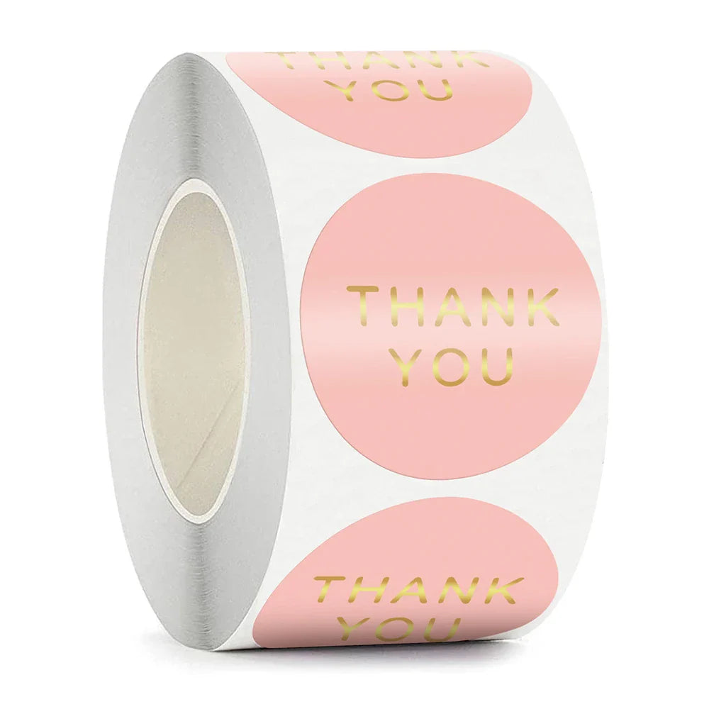 500pcs/roll Round Brown labels Thank You Kraft Stickers 1 inch Wedding Pretty Gift Envelope Sealing Label Stickers Stationery (ONLINE ORDER ONLY)