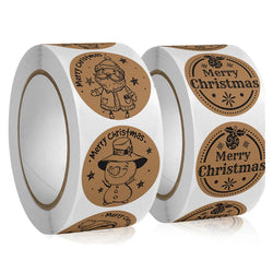 Kraft Paper Merry Christmas Stickers - Holiday Decor & Party Labels (Online Order Only)