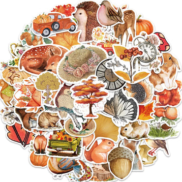 10/50Pcs Autumn Forest Scenery Paper Sticker Diy Diary Album Decoration Stickers Scrapbooking Planner Label Scrapbook Sticker (ONLINE ORDER ONLY)