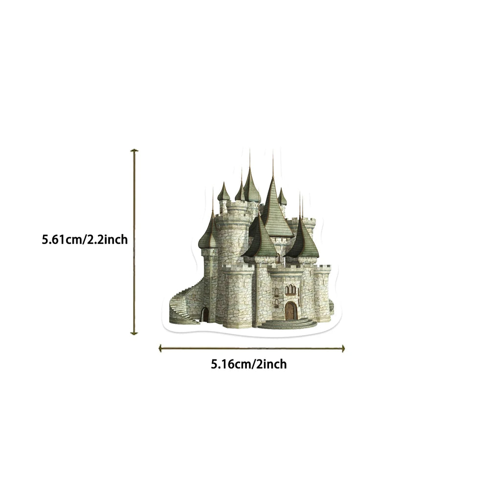 50Pcs Vintage Medieval Castle Stickers Phone Case Skateboard Motorcycle Sticker Retro European Style Architecture Decals (Online Order Only)