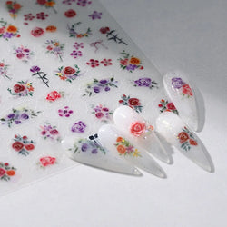 Rose Flower Garden Soft Embossment Adhesive Nail Art Stickers Charming Rhinestone Manicure Decals Nail Supplies for Professional (ONLINE ORDER ONLY)