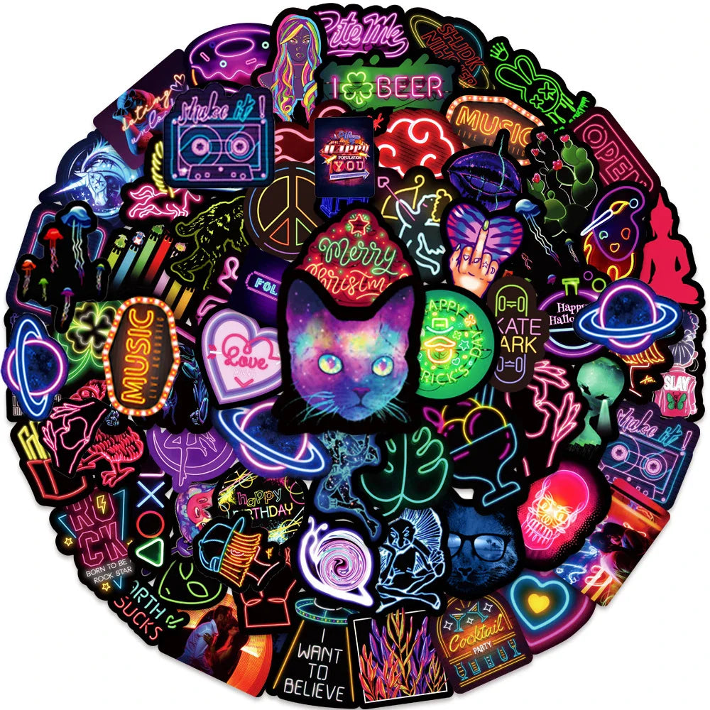 10/30/50/100pcs Fresh Neon Light Sticker Packs (ONLINE ORDER ONLY)