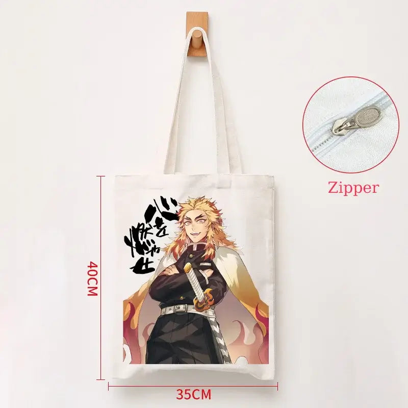 Demon Slayer Canvas Bag: Nezuko & Tanjiro Zipper Tote (ONLINE ORDER ONLY)