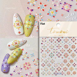Chic Lavender Tulip Flower Bowknot Totem Center Symmetric Pattern Daisy Line Gird Self Adhesive Nail Art Stickers Manicure Decal (ONLINE ORDER ONLY)