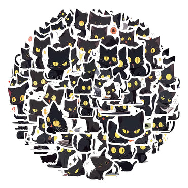 10/30/50/100PCS Cute Cartoon Black Cats Stickers Funny Animals Decals Decoration For Laptop Fridge Phone Stationery Bike Kid Toy (ONLINE ORDER ONLY)