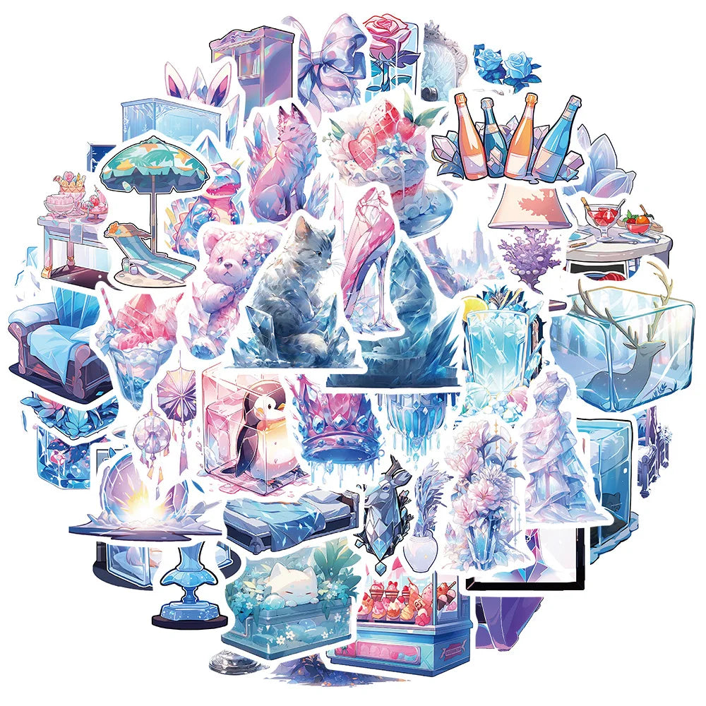 Cute Ice World Cartoon Stickers Set - Luggage, Skateboard, DIY, Cool Girl Gift (Online Order Only)