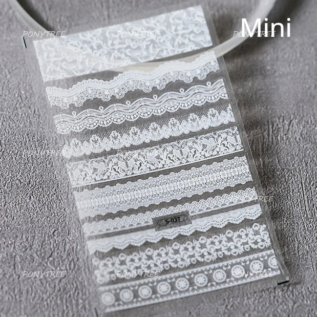 French Skirt Hem Halo Dyeing Purple Pink White Hemline Bowknot Wedding Veil Dreamy Star Adhesive Nail Art Sticker Manicure Decal (ONLINE ORDER ONLY)