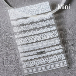 French Skirt Hem Halo Dyeing Purple Pink White Hemline Bowknot Wedding Veil Dreamy Star Adhesive Nail Art Sticker Manicure Decal (ONLINE ORDER ONLY)